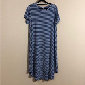 Blue with gray stripes Large Lularoe Carly Dress